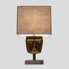 Vintage Brass Face Sculpture Table Lamps - 3593856