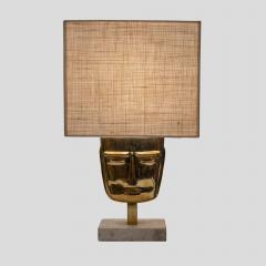 Vintage Brass Face Sculpture Table Lamps - 3593857