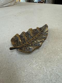 Vintage Brass Leaf Trinket Dish Decorative Catchall Bowl - 4555542