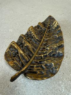 Vintage Brass Leaf Trinket Dish Decorative Catchall Bowl - 4555543