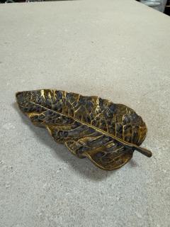 Vintage Brass Leaf Trinket Dish Decorative Catchall Bowl - 4555544