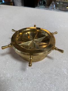 Vintage Brass Nautical Ship Wheel Ashtray - 4563946
