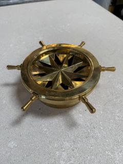 Vintage Brass Nautical Ship Wheel Ashtray - 4563947