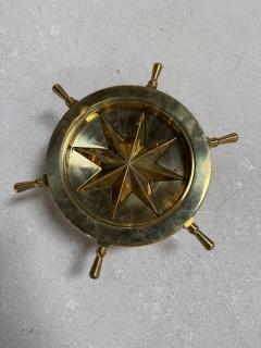 Vintage Brass Nautical Ship Wheel Ashtray - 4563949