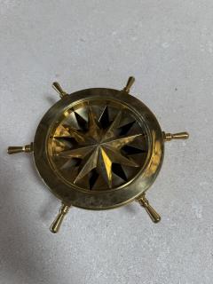 Vintage Brass Nautical Ship Wheel Ashtray - 4563950