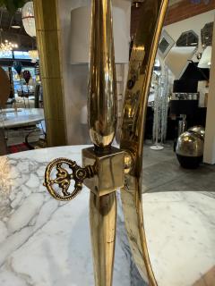 Vintage Brass Oval Vanity Mirror with Marble Base - 4583501