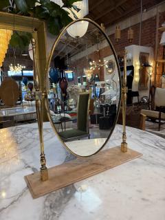 Vintage Brass Oval Vanity Mirror with Marble Base - 4583505