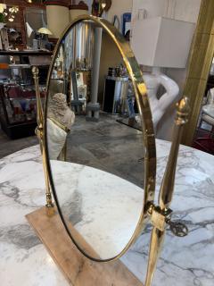 Vintage Brass Oval Vanity Mirror with Marble Base - 4583507
