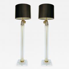 Vintage Brass Panther Head Floor Lamps with Lucite Pair - 3527621