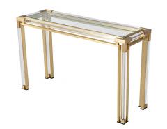 Vintage Brass and Acrylic Console Table with Glass Top 1970 s - 3388909