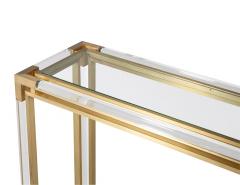 Vintage Brass and Acrylic Console Table with Glass Top 1970 s - 3388911
