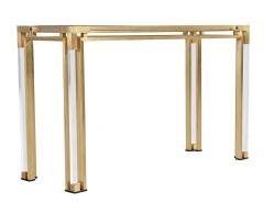 Vintage Brass and Acrylic Console Table with Glass Top 1970 s - 3388914