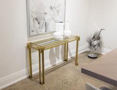Vintage Brass and Acrylic Console Table with Glass Top 1970 s - 3388916