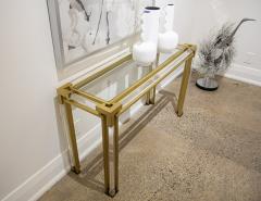Vintage Brass and Acrylic Console Table with Glass Top 1970 s - 3388917