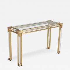 Vintage Brass and Acrylic Console Table with Glass Top 1970 s - 3390993
