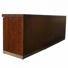 Vintage Brass and Burl Credenza Breakfront Cabinet - 3529551