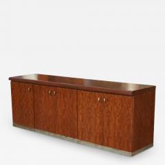 Vintage Brass and Burl Credenza Breakfront Cabinet - 3531331