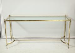 Vintage Brass and Chrome Glass Top Console Table - 1918859