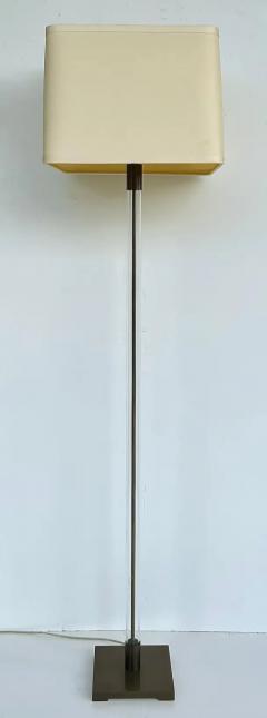 Vintage Brass and Glass Floor Lamp with Shade Double Sockets with Pull Chains - 3730204