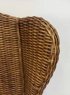 Vintage Braxton Culler Havana Woven Rattan Wingback Chairs Pair - 4432406