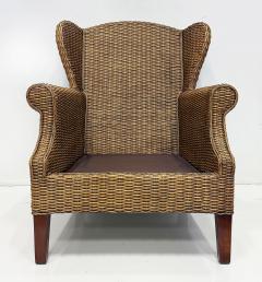 Vintage Braxton Culler Havana Woven Rattan Wingback Chairs Pair - 4432415
