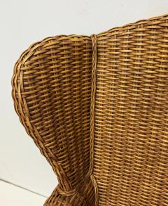 Vintage Braxton Culler Havana Woven Rattan Wingback Chairs Pair - 4432417