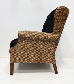 Vintage Braxton Culler Havana Woven Rattan Wingback Chairs Pair - 4432456