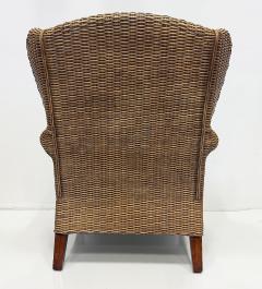 Vintage Braxton Culler Havana Woven Rattan Wingback Chairs Pair - 4432480