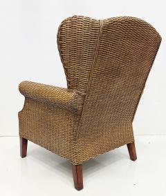 Vintage Braxton Culler Havana Woven Rattan Wingback Chairs Pair - 4432483