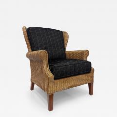 Vintage Braxton Culler Havana Woven Rattan Wingback Chairs Pair - 4434948