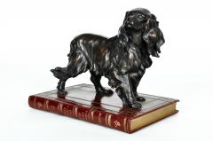 Vintage Bronze Dog Library Sculpture Decorative Piece - 330797