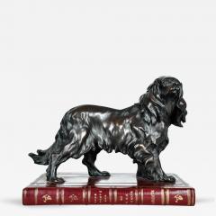 Vintage Bronze Dog Library Sculpture Decorative Piece - 331950