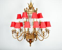 Vintage Bronze Finish Chandelier with Red Shades - 314430