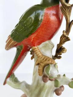 Vintage Bronze Painted Porcelain Exotic Bird Candlesticks Pair - 3599436