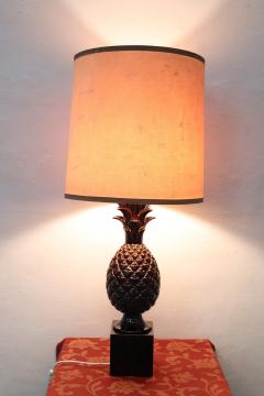 Vintage Brown Bineapple Ceramic Table Lamp 1970s - 2852475