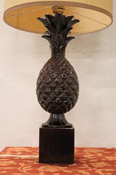 Vintage Brown Bineapple Ceramic Table Lamp 1970s - 2852477