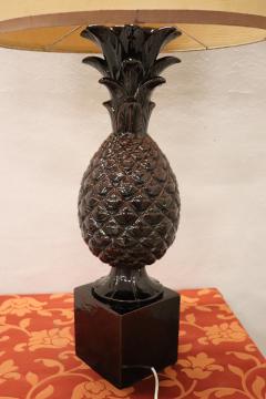 Vintage Brown Bineapple Ceramic Table Lamp 1970s - 2852478