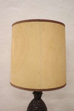 Vintage Brown Bineapple Ceramic Table Lamp 1970s - 2852479