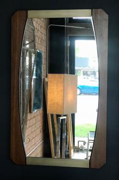 Vintage Brown Wood Brass Mirror Italy 1960s - 1211010