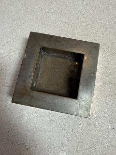 Vintage Brushed Metal Square Catchall Tray with Patina - 4564232