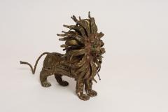 Vintage Brutalist Embossed Brass and Steel Lion Sculpture by Pal Kepenyes - 4738249