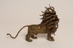 Vintage Brutalist Embossed Brass and Steel Lion Sculpture by Pal Kepenyes - 4738250