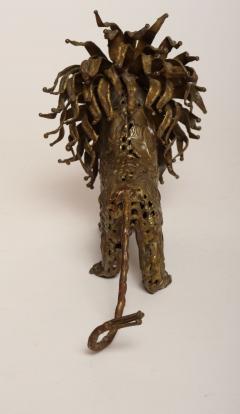 Vintage Brutalist Embossed Brass and Steel Lion Sculpture by Pal Kepenyes - 4738252
