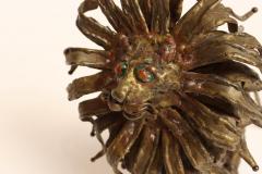 Vintage Brutalist Embossed Brass and Steel Lion Sculpture by Pal Kepenyes - 4738255