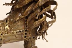 Vintage Brutalist Embossed Brass and Steel Lion Sculpture by Pal Kepenyes - 4738256