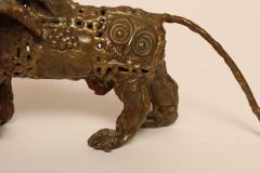 Vintage Brutalist Embossed Brass and Steel Lion Sculpture by Pal Kepenyes - 4738257