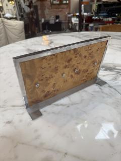 Vintage Burl Wood Chrome Double Photo Frame - 4614623