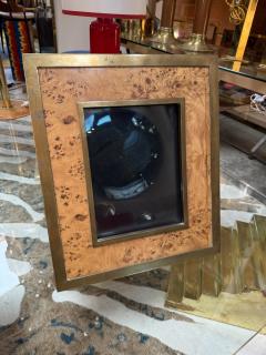 Vintage Burl Wood and Brass Picture Frame Italy 1980s - 4695481