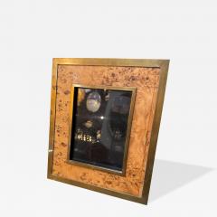 Vintage Burl Wood and Brass Picture Frame Italy 1980s - 4697944