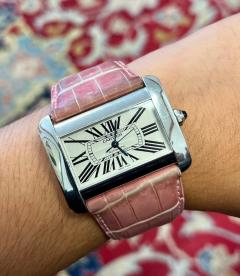 Vintage Cartier Divan 2612 Ladies Wrist Watch W Pink Leather Strap - 3601521